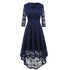 Temperament V-collar Lace Dress #Blue #Evening Dress
